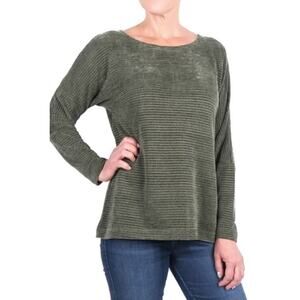 Status by Chenault Dolman Sleeve Ribbed Chenille Sweater Olive Green Small $78
